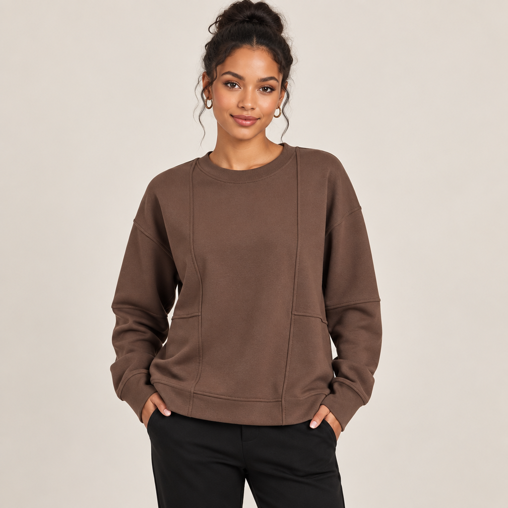 Brown Paneled Sweatshirt