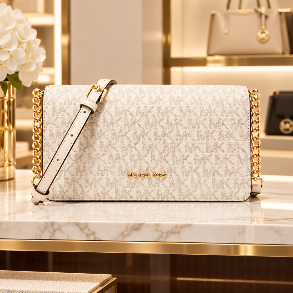 Michael Kors Jet Set Medium Signature Logo Crossbody Bag (LightCreamMulti) 35F5GTVC8B-ltcream
