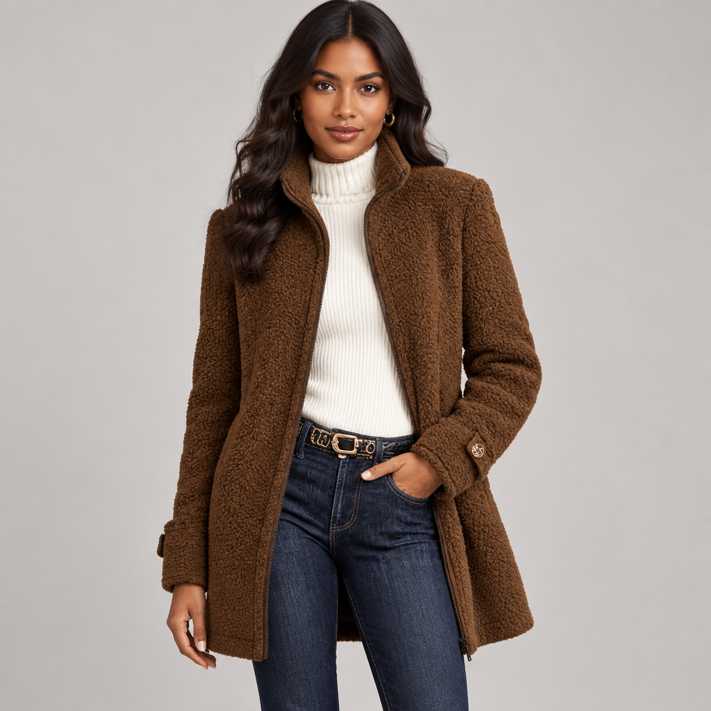 New Fashion Casual Solid Color Long Sleeve High Neck Coat