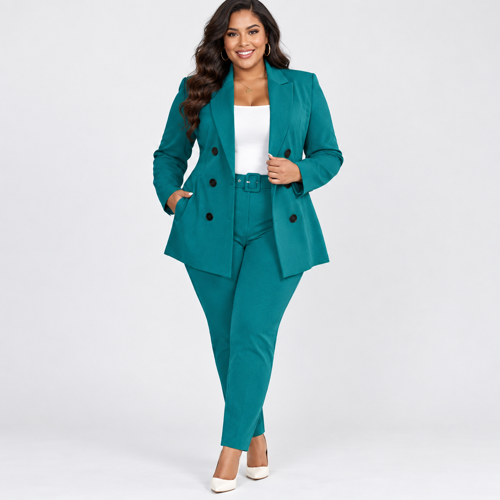 Plus Size Two Piece Suit Slim Fit Suit Jacket Paired With Long Pants
