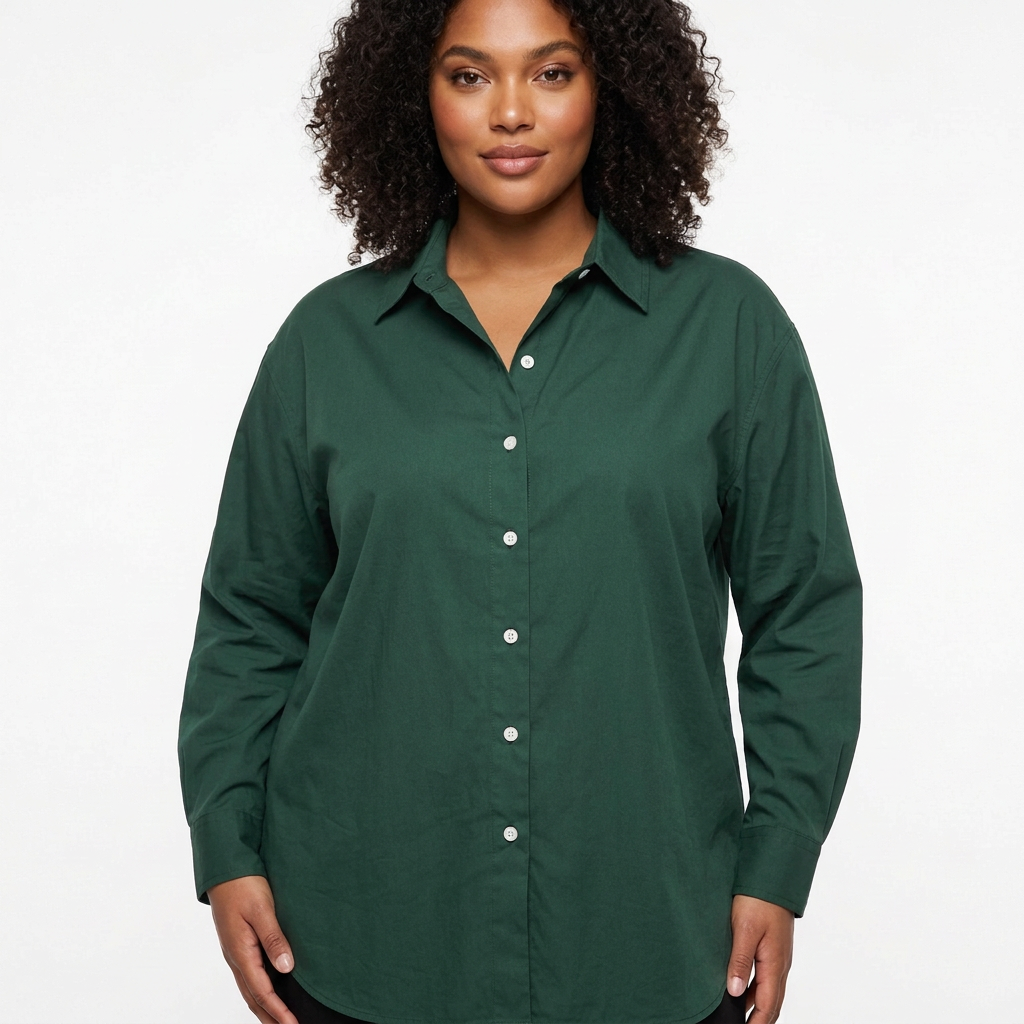 Plus-size Solid Color Simple Everyday Shirt