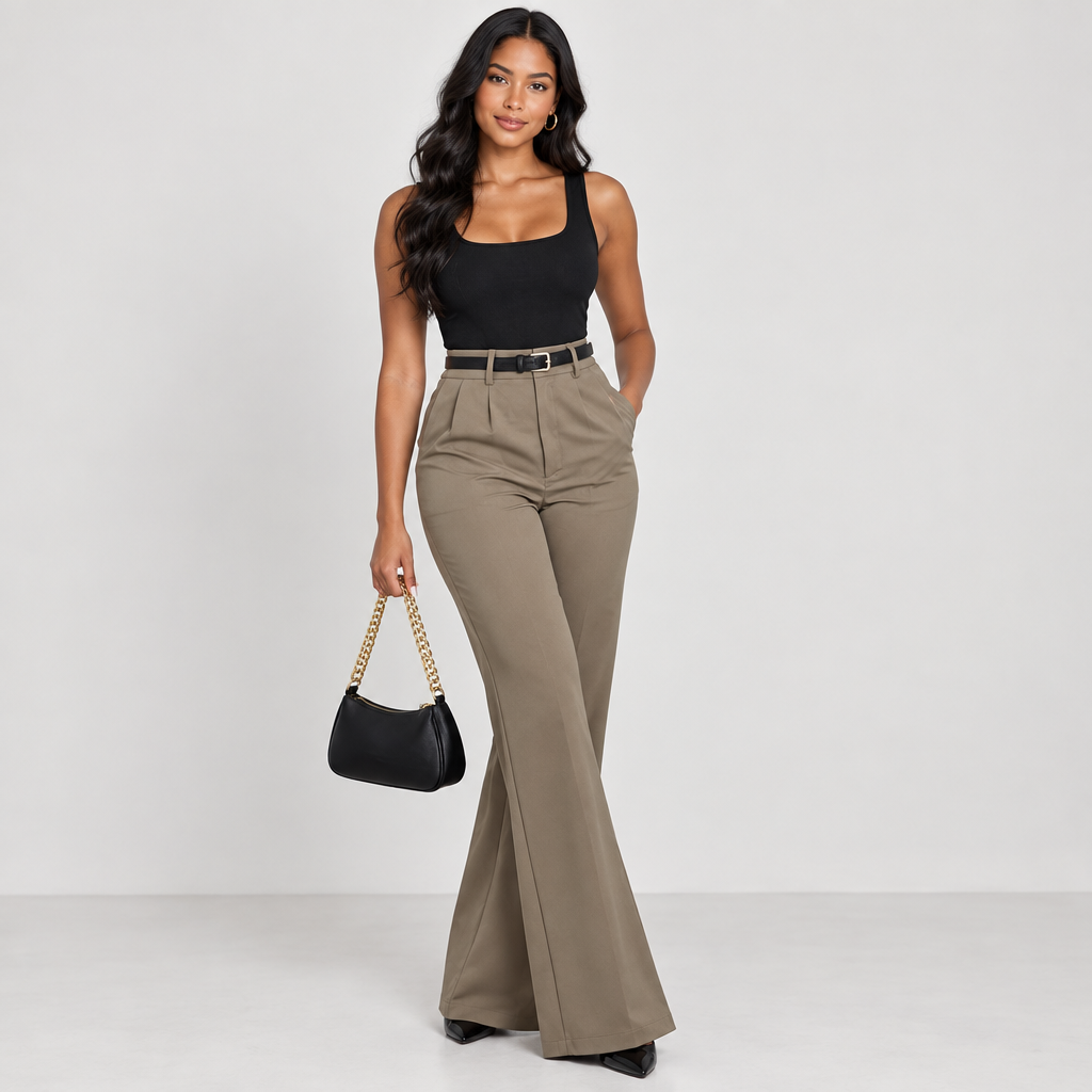 "Elegance-Enhancing" Slightly Flared Suit Pants