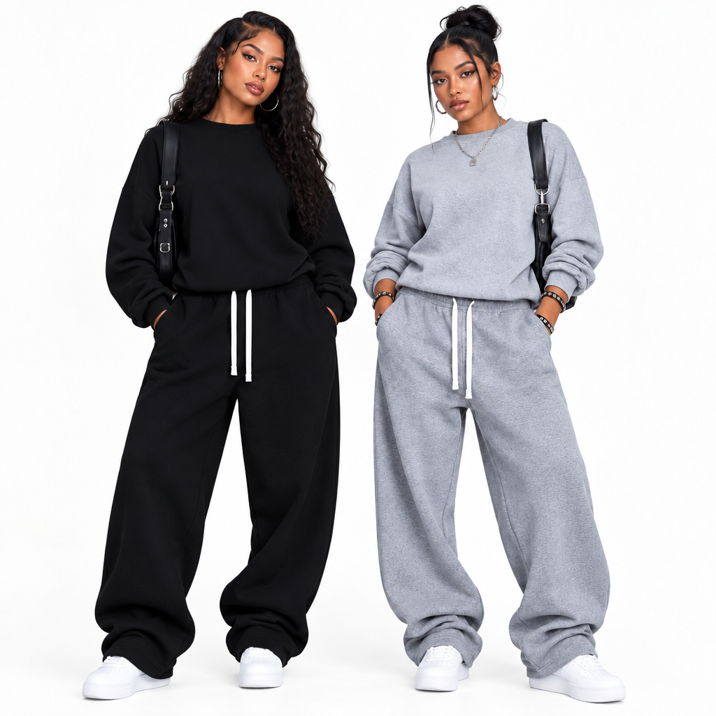 2pcs Elastic Waist Loose Drawstring Sweatpants (Mens)