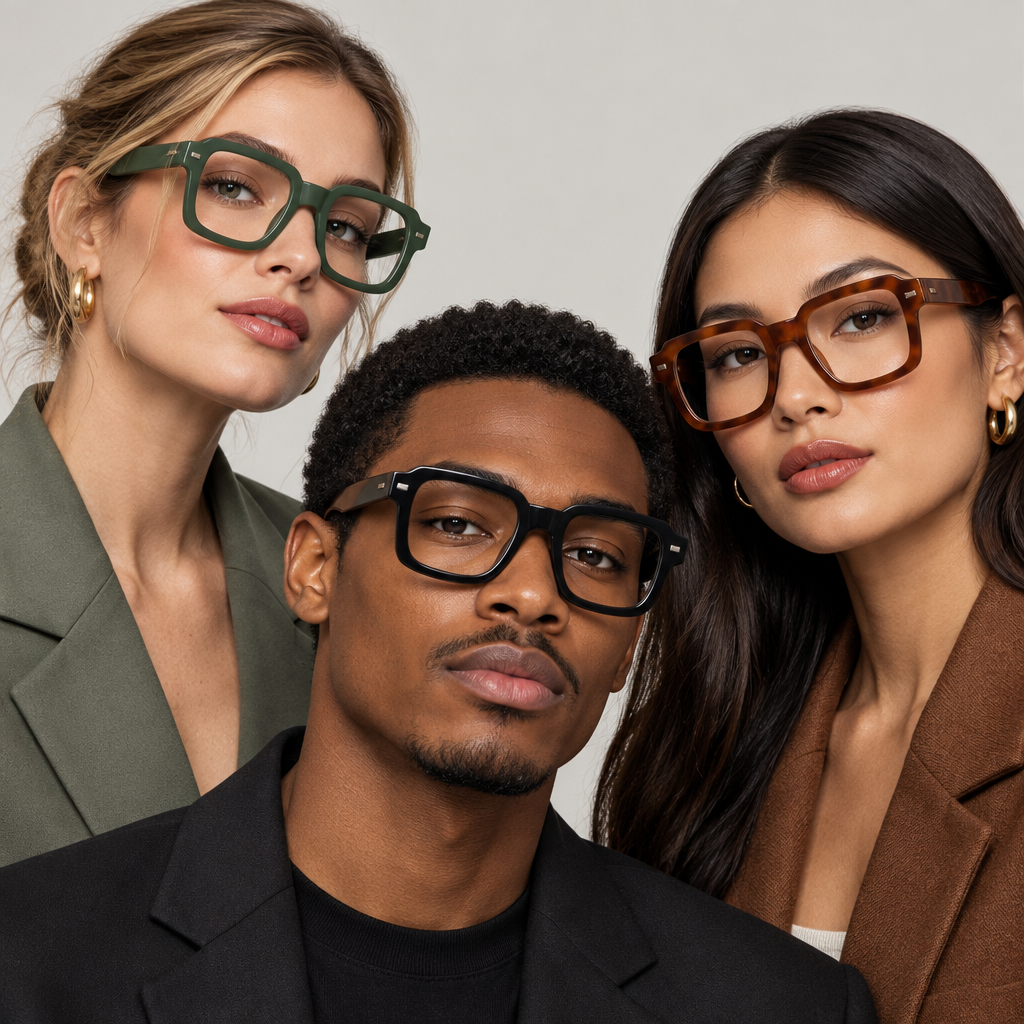 3pcs Retro Thick Square Fashionable Reading Glasses