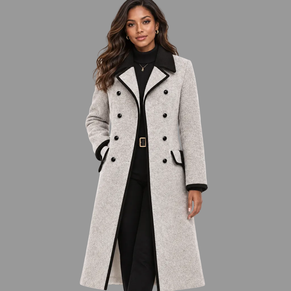 Fleece-Lined Coat, Double-Breasted Turn-Collar Coat