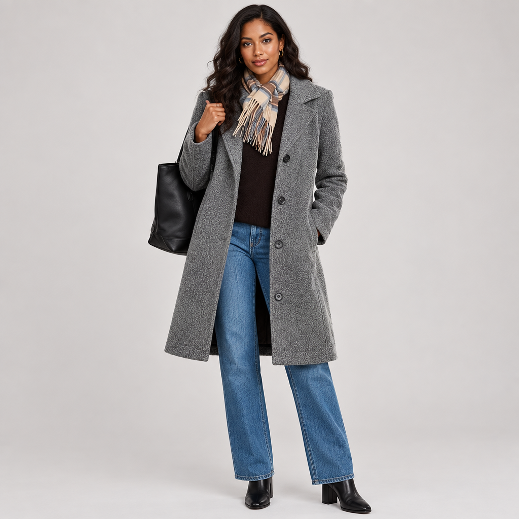 Directional) Fashion Women'S Elegant Coat Stylish Versatile Stand-Up Collar Mid-Length Autumn And Winter New Casual Coat
