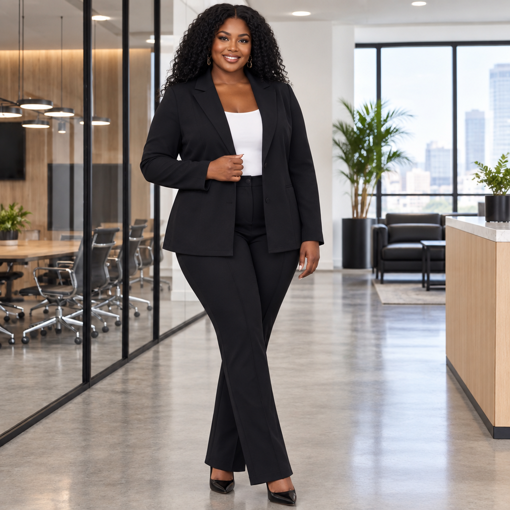 Plus Size 2pcs Suit Blazer & Pants