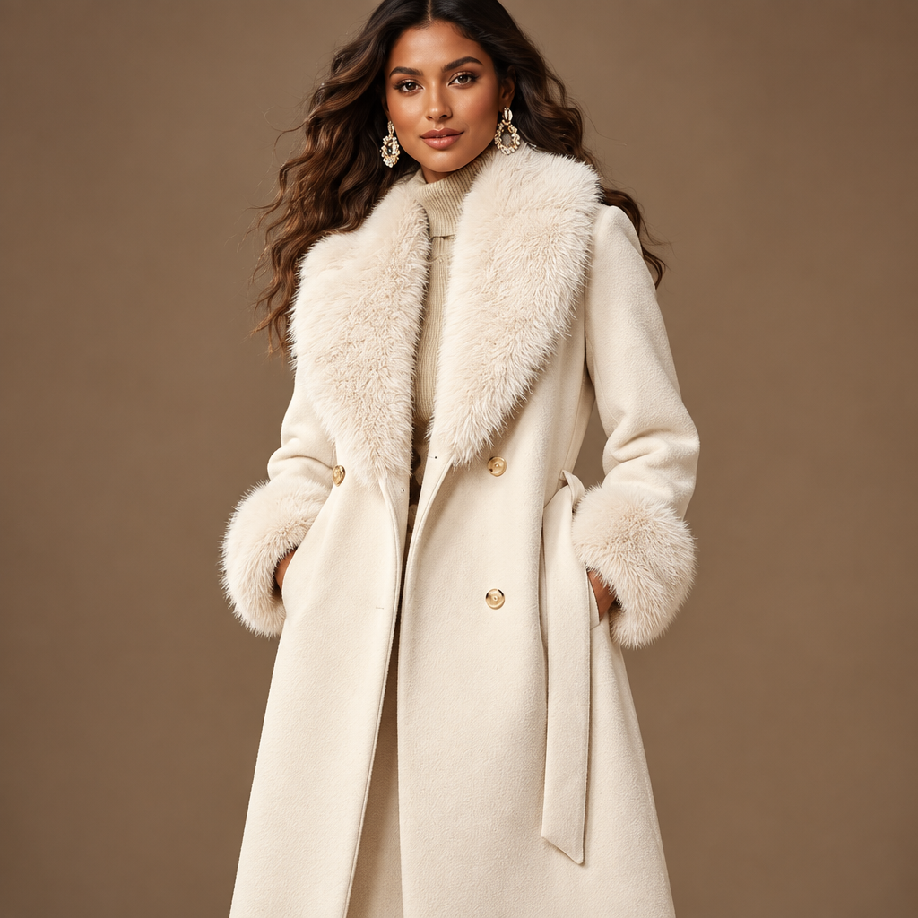 Elegant Beige Faux Coat