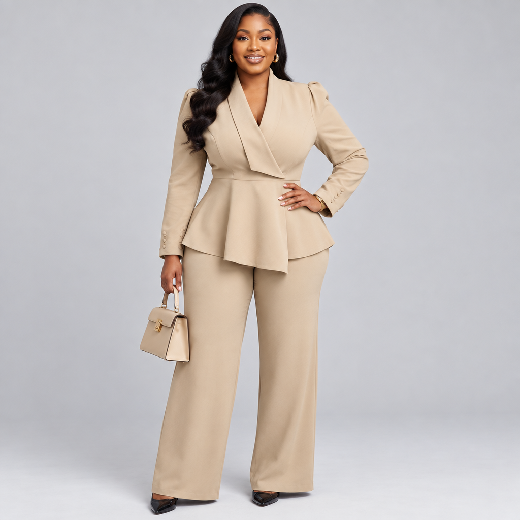 Plus-Size Autumn and Winter Fashion Elegant Suit Set